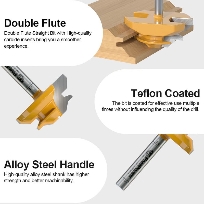 FIVEPEARS 45 Degree Lock Miter Router Bit 1/4 Inch shank,Timberlock 45 Lock Miter Router Bit 3PCS Set,for 1/2",5/8",3/4"Cutting Height,Timber Lock Router Bit Easy to Create Lock Miter Joint - Image 4